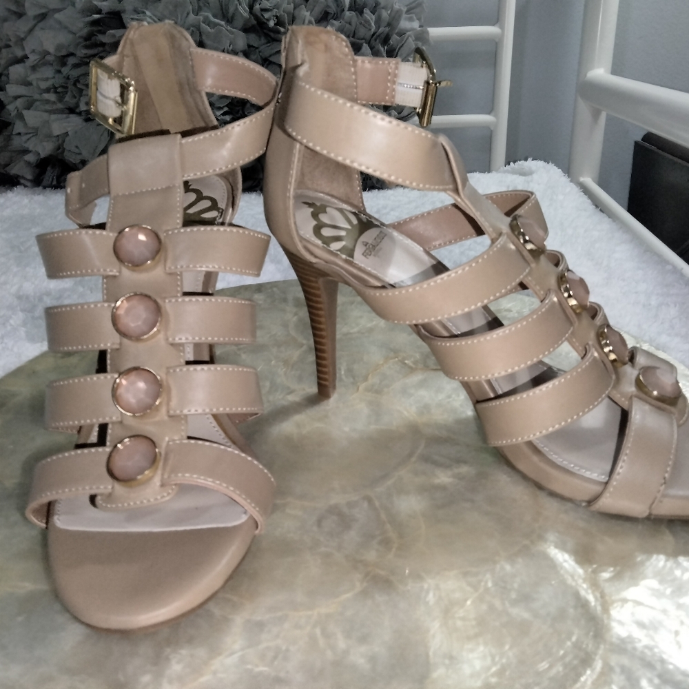 Fergalicious Elegant Tan Strappy Heels